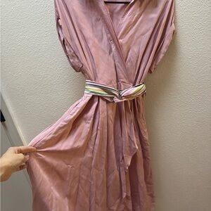 Elegant Pink Wrap Style Dress